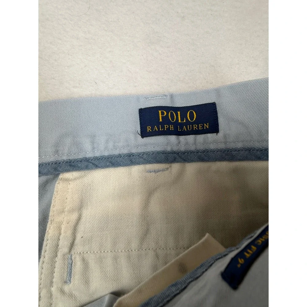 Polo Ralph Lauren Mens Classic Fit 9 Inch Chino Shorts Light Blue Cotton Size 40